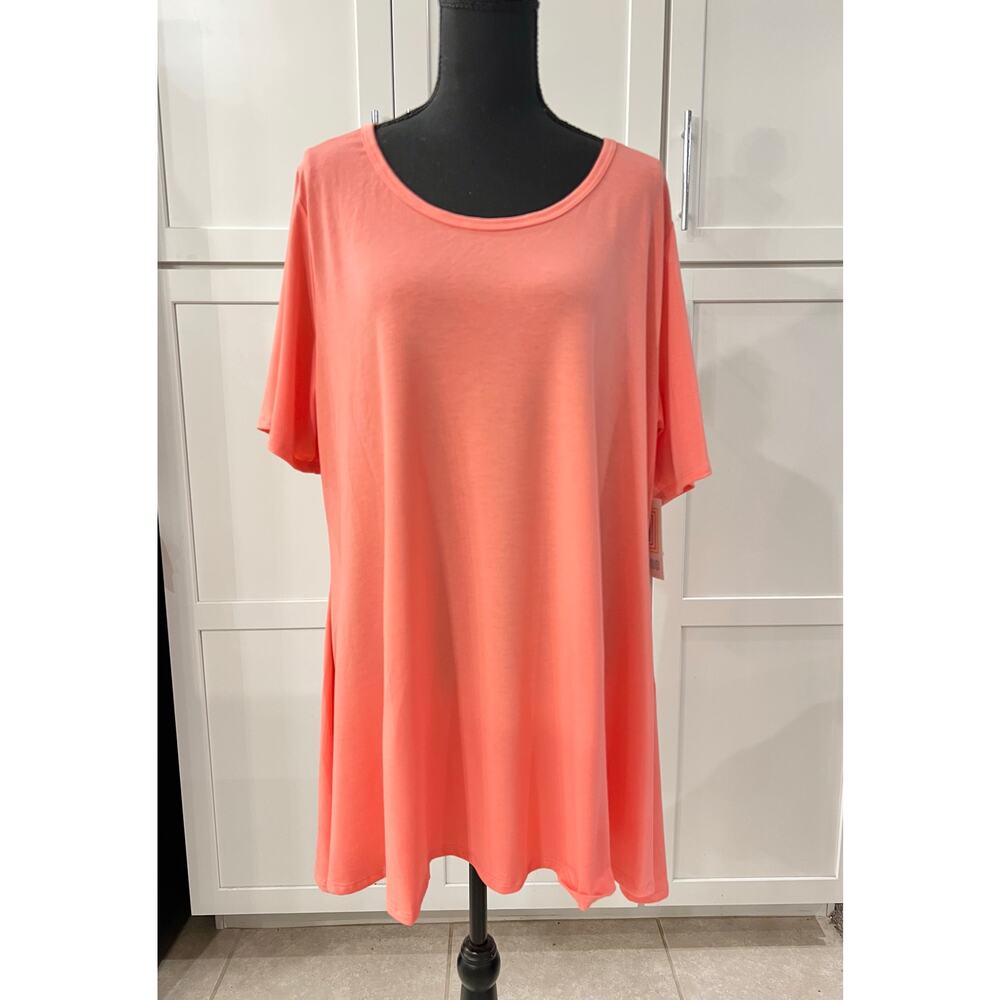 NWT Lularoe PERFECT T Women's Plus Size 3XL Solid Coral Short Sleeve NEW Tunic - Picture 5 of 9